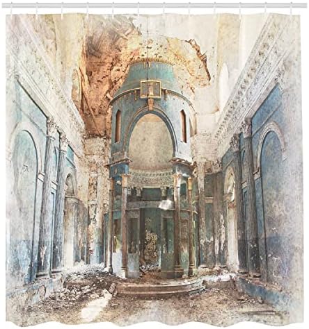 Ambesonne Antik Zuhanyzó Függöny, Régi Reneszánsz Építészetnek oszlopokkal Art Print, Szövet Szövet Fürdőszoba Decor Állítsa
