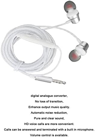 Shanrya 3,5 mm-es Fejhallgató, Ergonomikus Kialakítás, 3,5 mm-es Fülhallgató, Tiszta hangminőséget Tabletta PC mobiltelefon(Fehér)
