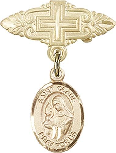 Ékszerek Megszállottság Baba Jelvény a St. Clare Assisi Varázsát, Jelvény Kitűző Cross | 14K Arany Baba Jelvény a St. Clare