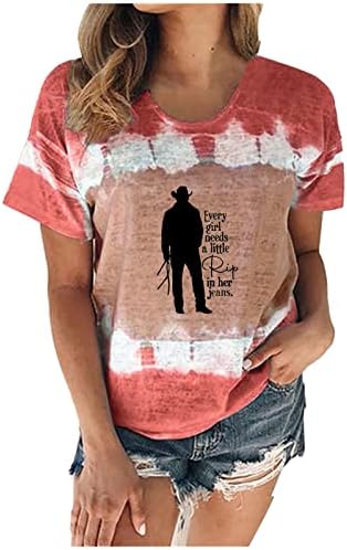 Nyakkendő Festék Póló Női Veterán Cowboynak Graphic Tee Vicces Levél Nyomtatás Alkalmi, Rövid Ujjú Felsők Laza Sleeve Blúz