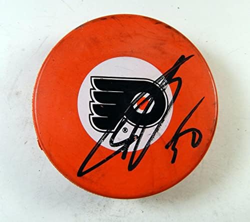 Szergej Bobrovsky 50 Jele Philadelphia Flyers NHL Narancs Jégkorong Auto SZÖVETSÉG 8 - Dedikált NHL Korong