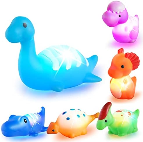 VIBOYLAR Fürdő Játékok Gyerekeknek 1-3: 6 Csomag Light-Up Úszó Dinoszaurusz Baba Kisgyermek Fürdő Játékok Szett Fiúknak Gyerekek