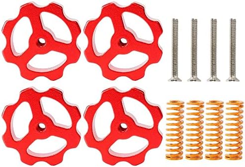 [OEM] 4 Állítsa Alumínium Ötvözet Szintező Nuts Készlet Beállítása Vörös Dió 4 8 * 25 Springs 4 M4-es Csavar a 3D-s Nyomtató