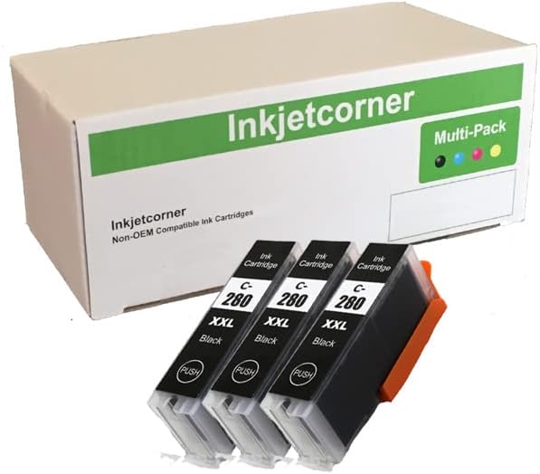 Inkjetcorner Kompatibilis Tintapatron Csere PGI-280XXL PGBK használható TR8622 TR8620A TR8620 TR8520 TS6320 TS8320 TR7520