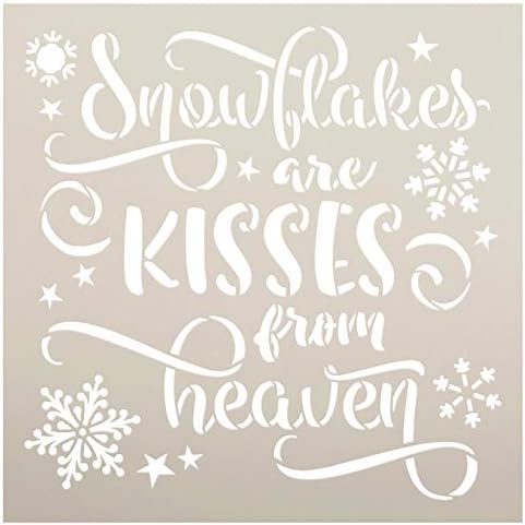 Hópelyhek - Csók a Mennyből Stencil által StudioR12 | DIY Karácsonyi Ünnep lakberendezés | Craft & Festeni a Fa Alá | Újrafelhasználható