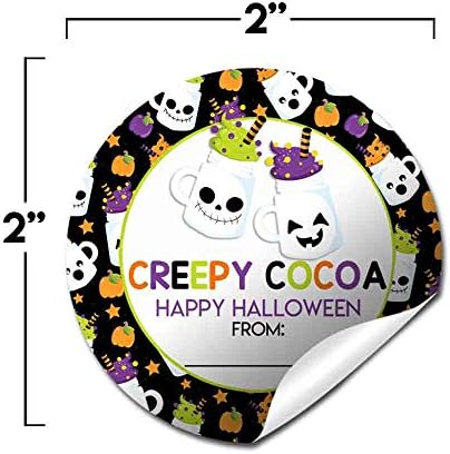 Hátborzongató Kakaó-Forró Csokoládé Halloween Köszönöm Matrica Címke, 40 2 Fél Kör Matricák által AmandaCreation, Nagy Parti