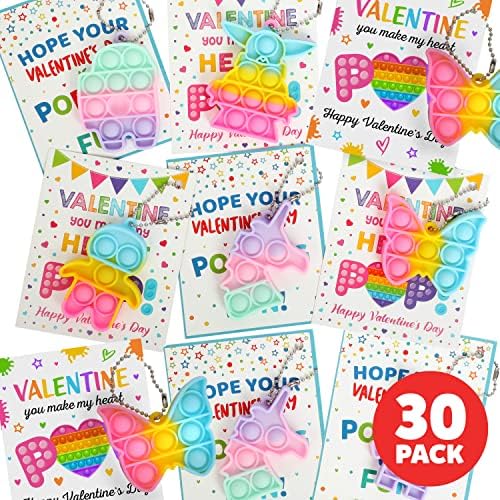 Funeta Valentin-Pop A Gyerekeknek Osztályteremben Valentin-Csere, 30 Csomag Fidget Valentin Nap Kártya a Fiúk, a Lányok Osztály,