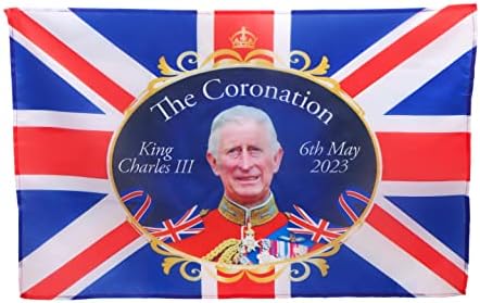 Toyland® 2.5 ft x 1.6 ft (76 cm x 50cm) King Charles III Union Jack Koronázási Emlék Zászló - Angol Dekoráció - Coronation