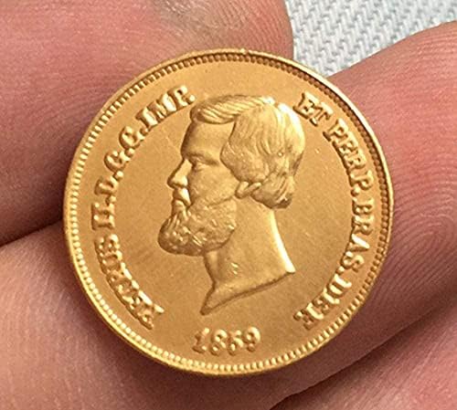 1859 Brazil Érmék Réz-Arany Antik Érme Érme Kézműves CollectionCoin Gyűjtemény Emlékérme