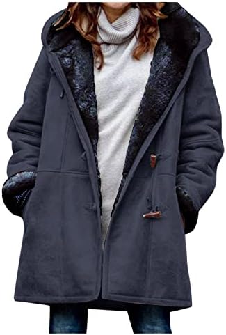RMXEi Női Alkalmi Divat Laza egyszínű Kalap Gyapjú Plus Gallér Zsebében Téli Kabát