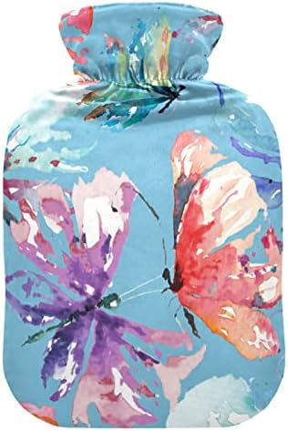 Meleg Víz Üveg fedéllel Pillangó Akvarell Meleg vizes tömlőt a fájdalomcsillapítás, Nők, Felnőttek, Víz, Fűtés Pad 2 Liter