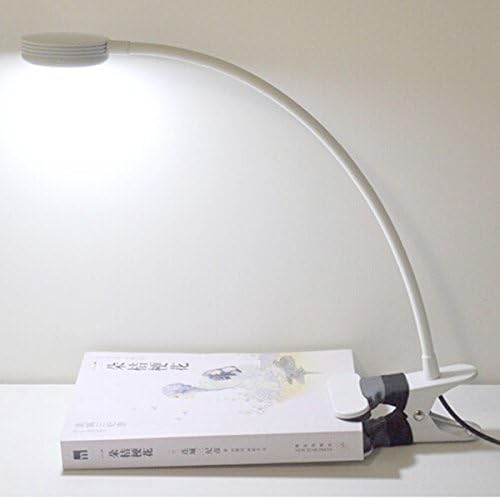 Fehér 5W LED szemvédő Szabályozható asztali Lámpa Klip USB-olvasólámpa által 24/7 áruház