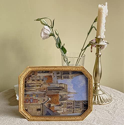 SIKOO Vintage 5×7 Arany Képkeret Antik Díszes Képkeret Asztali vagy Falra Felakasztva, Nagy Felbontású Üveg Front, Otthon