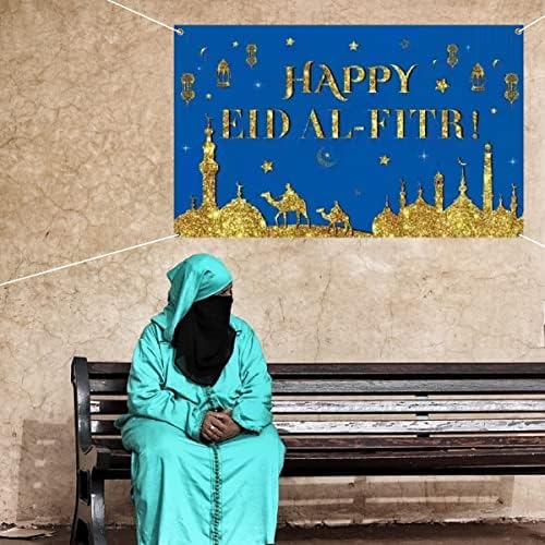LOONELO Nagy Eid Mubarak Banner,az Eid Al-Fitr Alá 70.8X43.3,Ramadan, valamint Eid Dekoráció Hátteret,Eid Kék