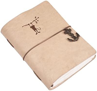 BŐR FALU Majom Dombornyomott Lap - Újratölthető bőr kötött napló - Kimondta, bélelt papír notebook - Legjobb ajándék művészeti