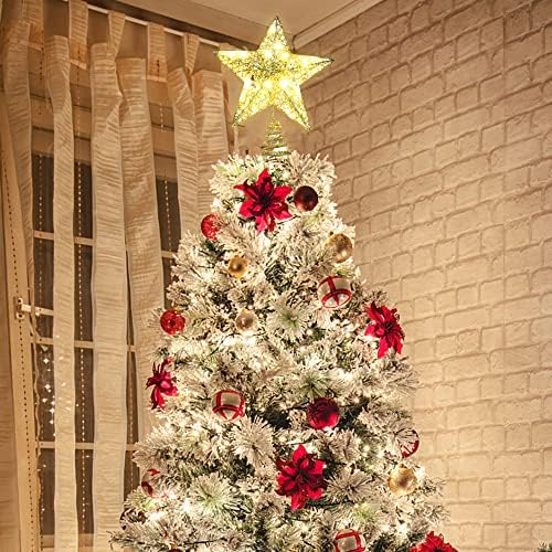 Arany karácsonyfa Topper,MARACOL 7.8 hüvelyk Kivilágított Karácsonyi fa tetején Csillogó Csillagos Dekoráció,Karácsonyi,Thanksing