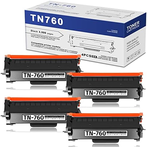 HRXDZGS 4 Csomag Magas Hozam TN-760 TN760 Festékkazetta Cseréje Kompatibilis Testvér TN760 Toner HL-L2350DW L2370DW/DWXL