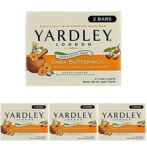 Yardley London Shea Vajas Érzékeny Bőr Természetes Hidratáló Fürdő, Bár, 4.25 Uncia, 2 Szám (Pack 4)