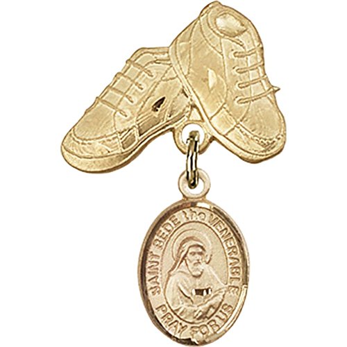 Arany Töltött Bébi Jelvénye a Szent Bede, A Tiszteletre méltó Varázsa Baba Csizma Pin 1 X 5/8 hüvelyk