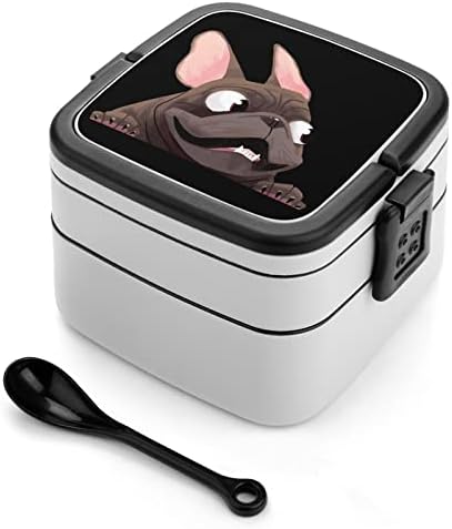 Francia Bulldog Vicces Egy Bento Box Ebéd Tartály Kanál Utazási Munka Piknik