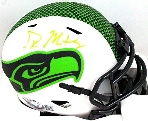 DK Metcalf Dedikált Seattle Seahawks Hold Sebesség Mini Sisak-BAW Holo *Zöld - Dedikált NFL Mini Sisak