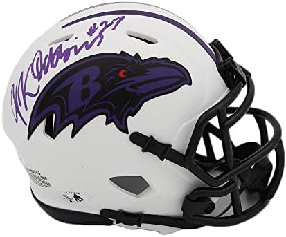 JK Dobbins Aláírt Baltimore Ravens Sebesség Hold NFL Mini Sisak - Dedikált NFL Mini Sisak
