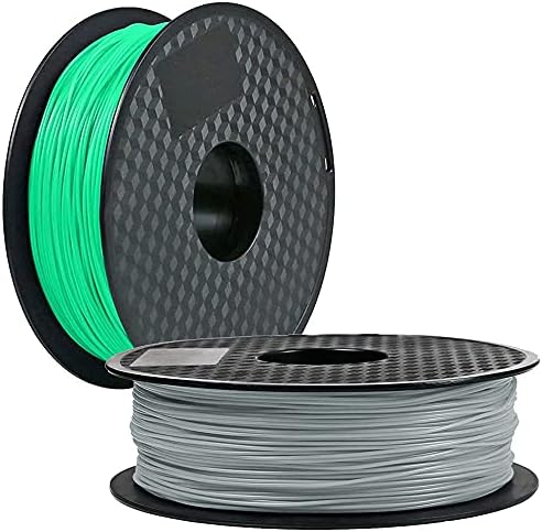 2 Csomag CREASEE PLA Zöld+Ezüst 3D-s Nyomtató Szálban, 1.75 mm PLA Végtelen Dimenziós Pontosság +/- 0,03 mm, Összesen 2 kg