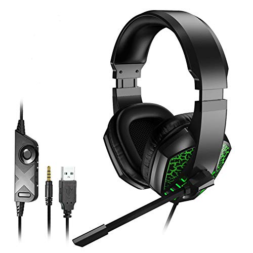 Zöld - Gaming Headset LED-es Térhatású Sztereó Hangzás Fejhallgató Mikrofon Gaming Headset A GMR01