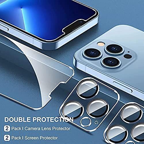2db Képernyő Védő Kompatibilis iPhone 11 [6.1 colos] + 2 Csomag Kamera Lencséjét Védő, Edzett Üveg Film, HD Tiszta