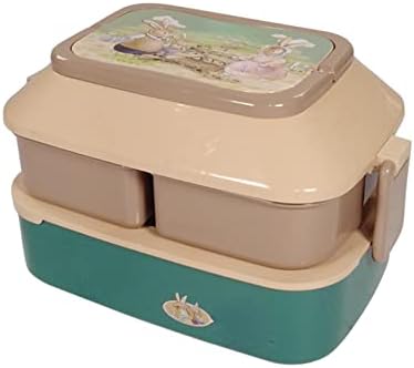 NA Aranyos Rabbit Gyerekek uzsonnás Doboz Dupla Rétegű Rács Diák Ebédet Bento Box Cián [Nagy, 1,5 L]