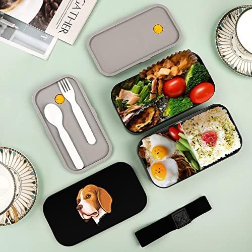 A Beagle Kutya Álló Kettős Réteg Bento Ebéd Doboz Evőeszközökkel Meghatározott Rakható Ebéd Tartály Tartalmazza a 2 Konténer