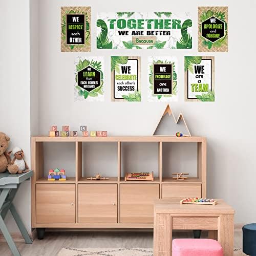 7 Db Tantermi Dekorációk Oktatási Egyszerűen Bohém Plakátok Zöld Növény Hirdetőtábla Vízálló Wall Art Poszter a Falon Otthoni