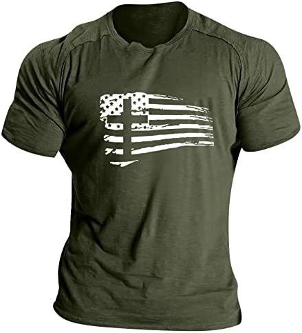 RUIRUILICO Férfi Hazafias póló július 4-én Amerika Zászló Nyári Rövid Ujjú Legénység Nyak Laza Fit Grafikus Nyomatok Tee