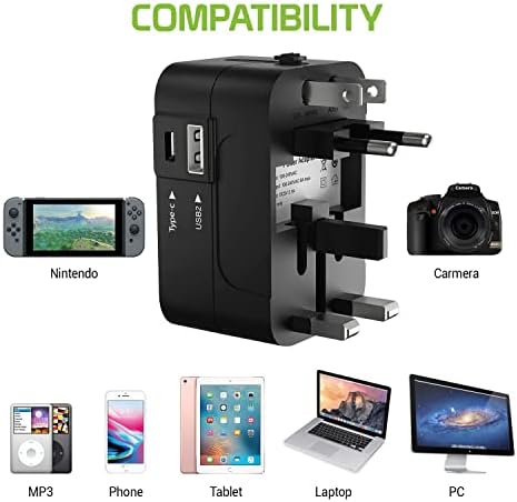 Utazási USB Plus Nemzetközi Adapter Kompatibilis a Lenovo Lap A8 Világszerte Teljesítmény, 3 USB-Eszközök c típus, USB-A