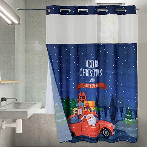 Nem Hook Piros Teherautó Karácsonyi zuhanyfüggöny a Snap-in Bélés, Santa zuhanyfüggöny Klasszikus Karácsonyi Fák Holiday