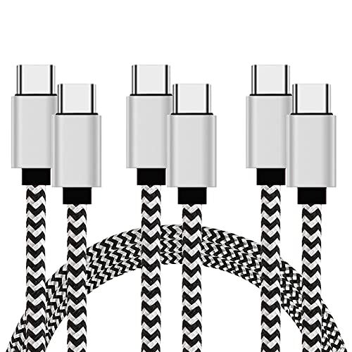 Tinwoo USB-C-USB-C Töltő Kábel 60W[6.6 ft 3-Pk] USB-C Típusú Töltő Gyors Töltés Kábel Kompatibilis a Samsung Galaxy S22/S21/S20