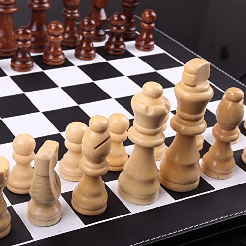ziphia Fából készült sakkfigurák Csak, 32 Pieses Standard Tournamen Staunton Fa Chessmen - 3.05 Hüvelyk Király / Tároló Táska