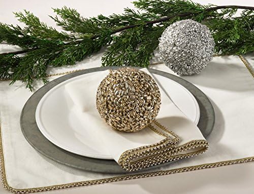 Fennco Stílusok Karácsonyi Gyöngyös Dekorációs Gömb 4, Készlet 6 - Ezüst, Csillogó Gömbök, a Haza, Nyaralás, Asztaldísz,