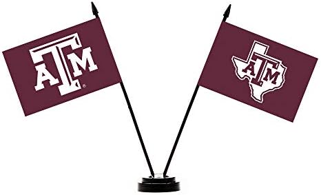 NCAA Texas A&M Aggies Unisex NCAA 2-Zászló Asztal Setncaa 2-Zászló Asztal Készlet, Barna, Egy Méret