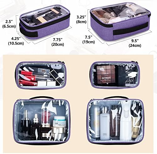 BAFASO Utazási Smink Táska 4 Kivehető Belső Tasakok, Multifunkcionális Kozmetikai Táska (szabadalmaztatott), Lila