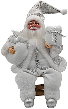 PIFUDE Karácsonyi Díszek, Mikulás Figura Karácsonyi Ábra Dísz Lóg, karácsonyfa Dísz, Santa Claus Baba (Szín : Ezüst, Fehér)