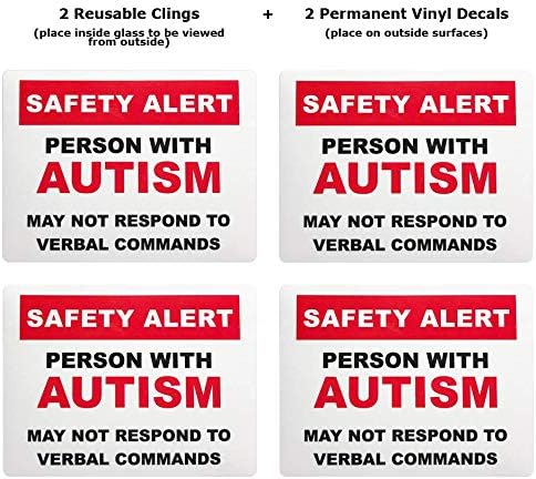 Autizmus Biztonsági Figyelmeztetés Ablak Ragaszkodik, s Matricák 4-Pack