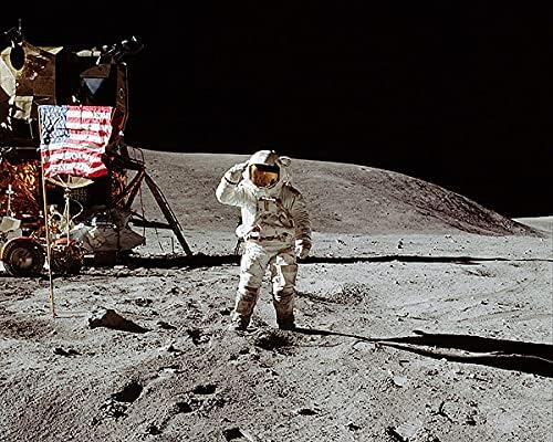 Az Apollo-16 Charles Herceg is Tiszteleg Zászlót Hold 11x14 Ezüst-Halogenid-Fotó Nyomtatás