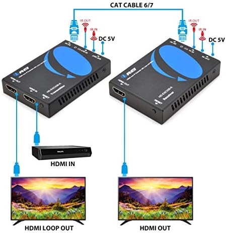 Orei Full HD HDMI Extender Át Cat5e/6-2-Pack 6ft HDMI Kábel IR & Loop Out akár 330 Ft